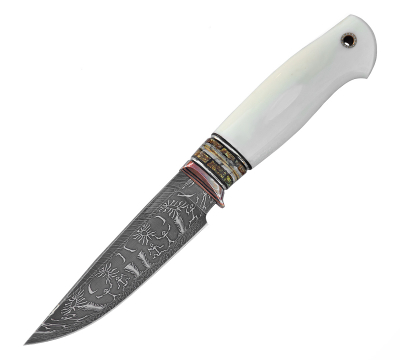 Нож Ладья из мозаичной дамасской стали